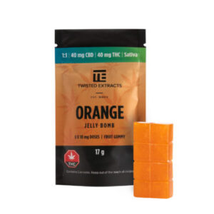 Twisted Extracts Jelly Bombs 1:1 40mg THC + 40mg CBD – Orange (Sativa)