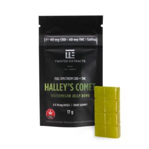 Twisted Extracts Halley’s Comet 1:1 JELLY BOMBS 1:1 40mg THC + 40mg CBD – Watermelon (Sativa)