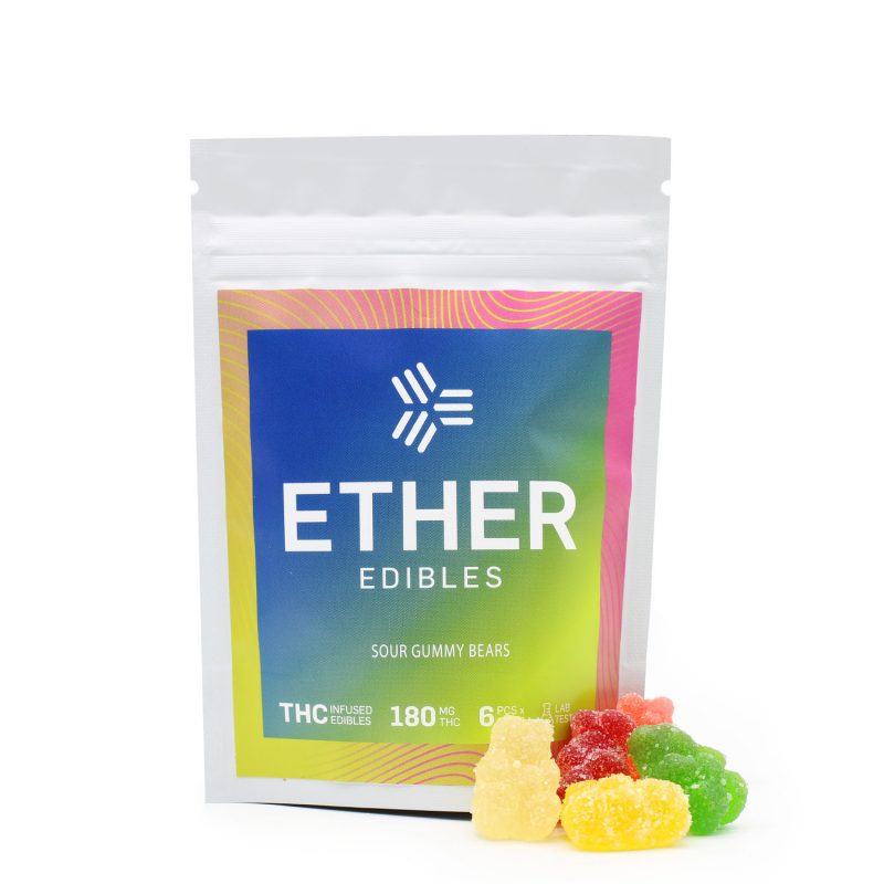 Ether Edibles 180MG THC Sour Gummy Bears Naked Canada