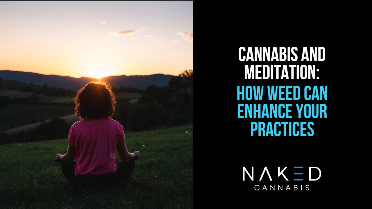 woman meditating outside with the help of cannabis