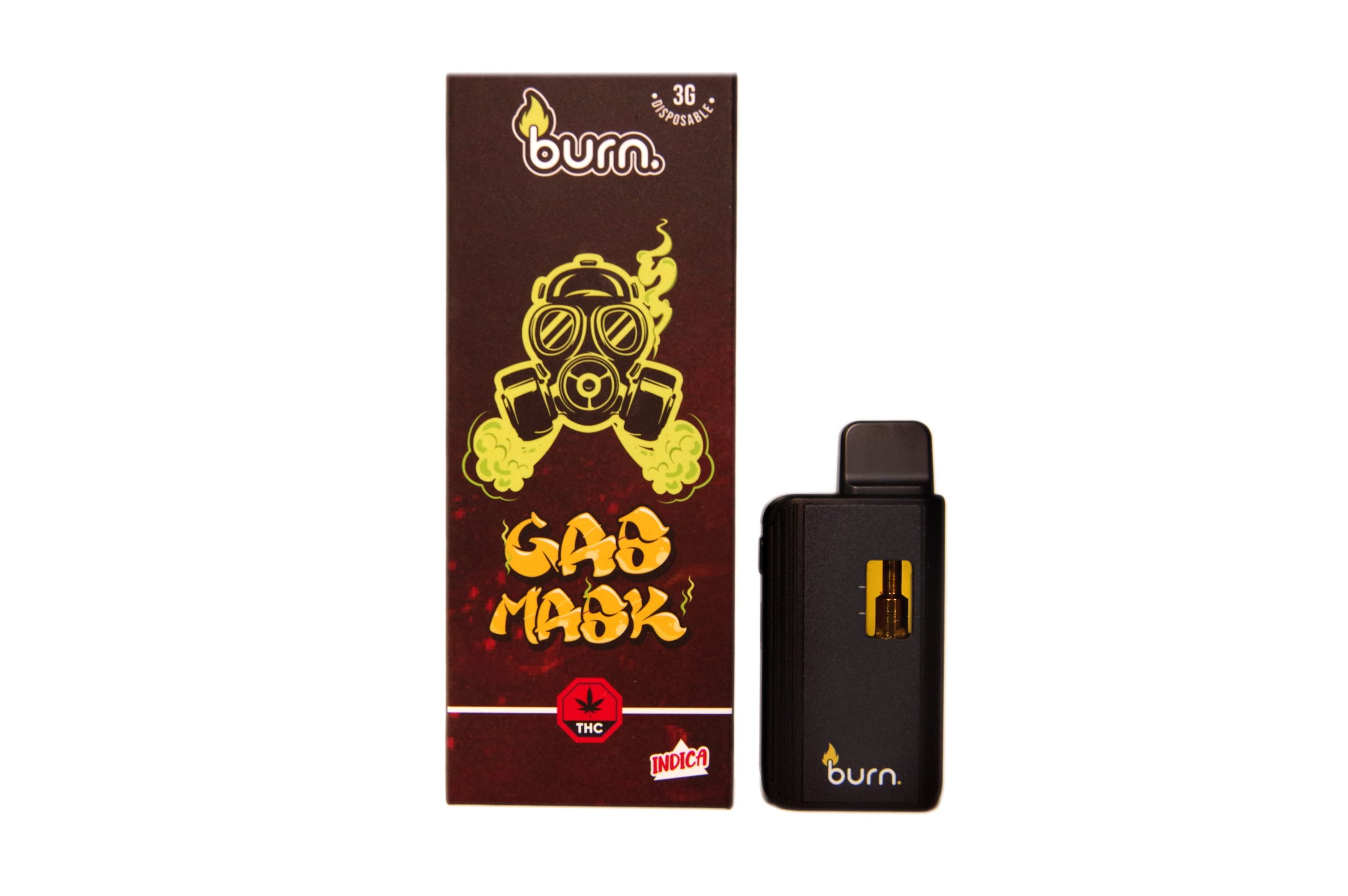 Burn 3mL Disposable Vapes – Gas Mask THC Distillate - Naked Canada