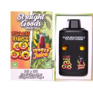 Straight Goods Supply Co. 6 Gram Dual Chamber Disposable Vapes – Peach Rings + Jungle Juice THC Distillate
