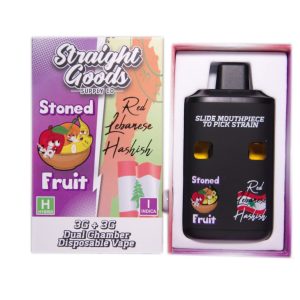 Straight Goods Supply Co. 6 Gram Dual Chamber Disposable Vapes – Stoned Fruit + Red Lebanese Hashish THC Distillate)