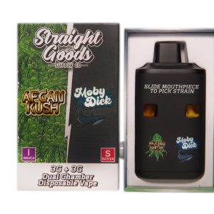 Straight Goods Supply Co. 6 Gram Dual Chamber Disposable Vapes – Afghan Kush + Moby Dick THC Distillate