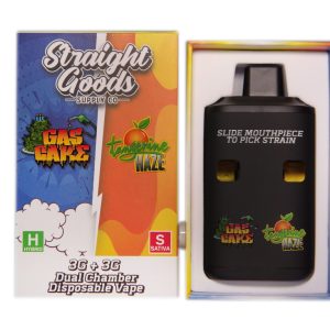 Straight Goods Supply Co. 6 Gram Dual Chamber Disposable Vapes – Gas Cake + Tangerine Haze THC Distillate