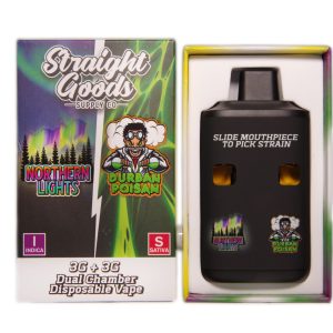 Straight Goods Supply Co. 6 Gram Dual Chamber Disposable Vapes – Northern Lights + Durban Poison THC Distillate