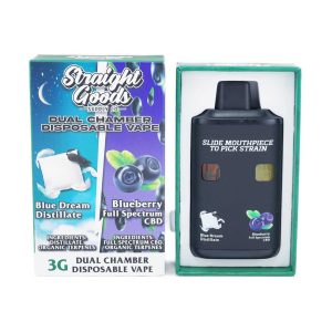 Straight Goods Supply Co. 6 Gram Dual Chamber Disposable Vapes – Blue Dream THC Distillate + Blueberry Full Spectrum CBD