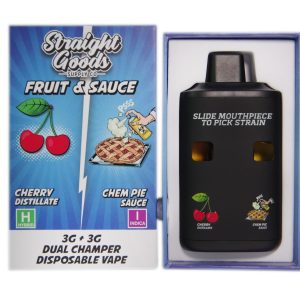 Straight Goods Supply Co. 6 Gram Dual Chamber Disposable Vapes – Cherry THC Distillate + Chem Pie Sauce