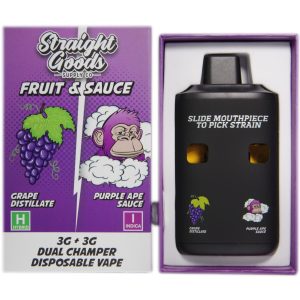 Straight Goods Supply Co. 6 Gram Dual Chamber Disposable Vapes – Grape THC Distillate + Purple Ape Sauce