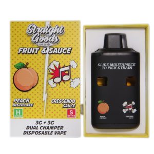Straight Goods Supply Co. 6 Gram Dual Chamber Disposable Vapes – Peach THC Distillate + Crescendo Sauce