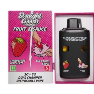 Straight Goods Supply Co. 6 Gram Dual Chamber Disposable Vapes – Strawberry THC Distillate + The Cough Sauce