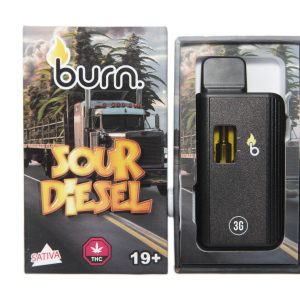 Burn 3mL Disposable Vapes – Sour Diesel THC Distillate
