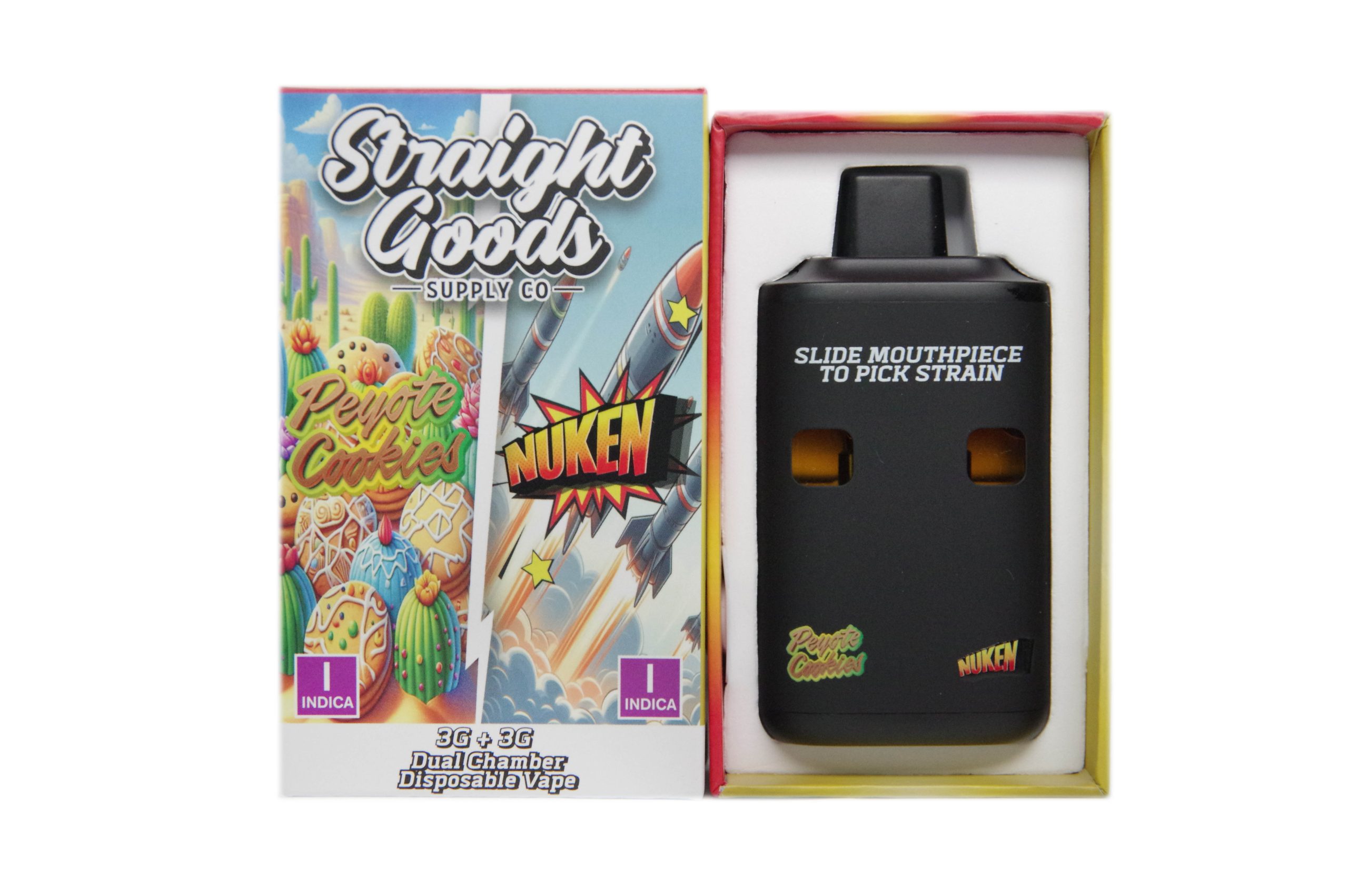 Straight Goods Supply Co Gram Dual Chamber Disposable Vapes Peyote Cookies Nuken Thc