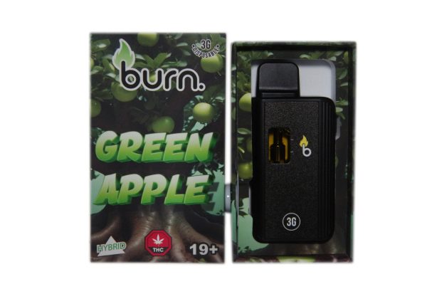 Burn 3mL Disposable Vapes – Green Apple THC Distillate