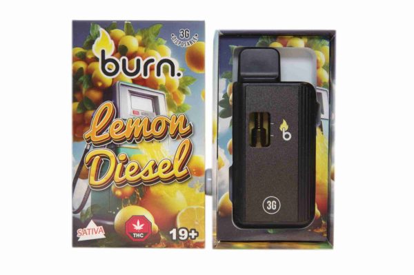 Burn 3mL Disposable Vapes – Lemon Diesel THC Distillate
